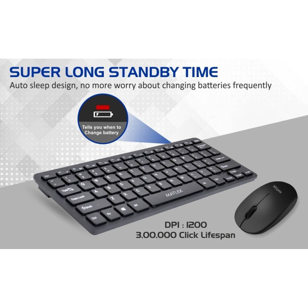 Matlek Wireless Keyboard & Mouse Combo. 2.4G Connect with 1 Nano Receiver Keyboard - Ultra Slim, Compact and Ergonomic Built